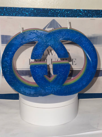 Unique Artistic Candle with Rainbow Accents