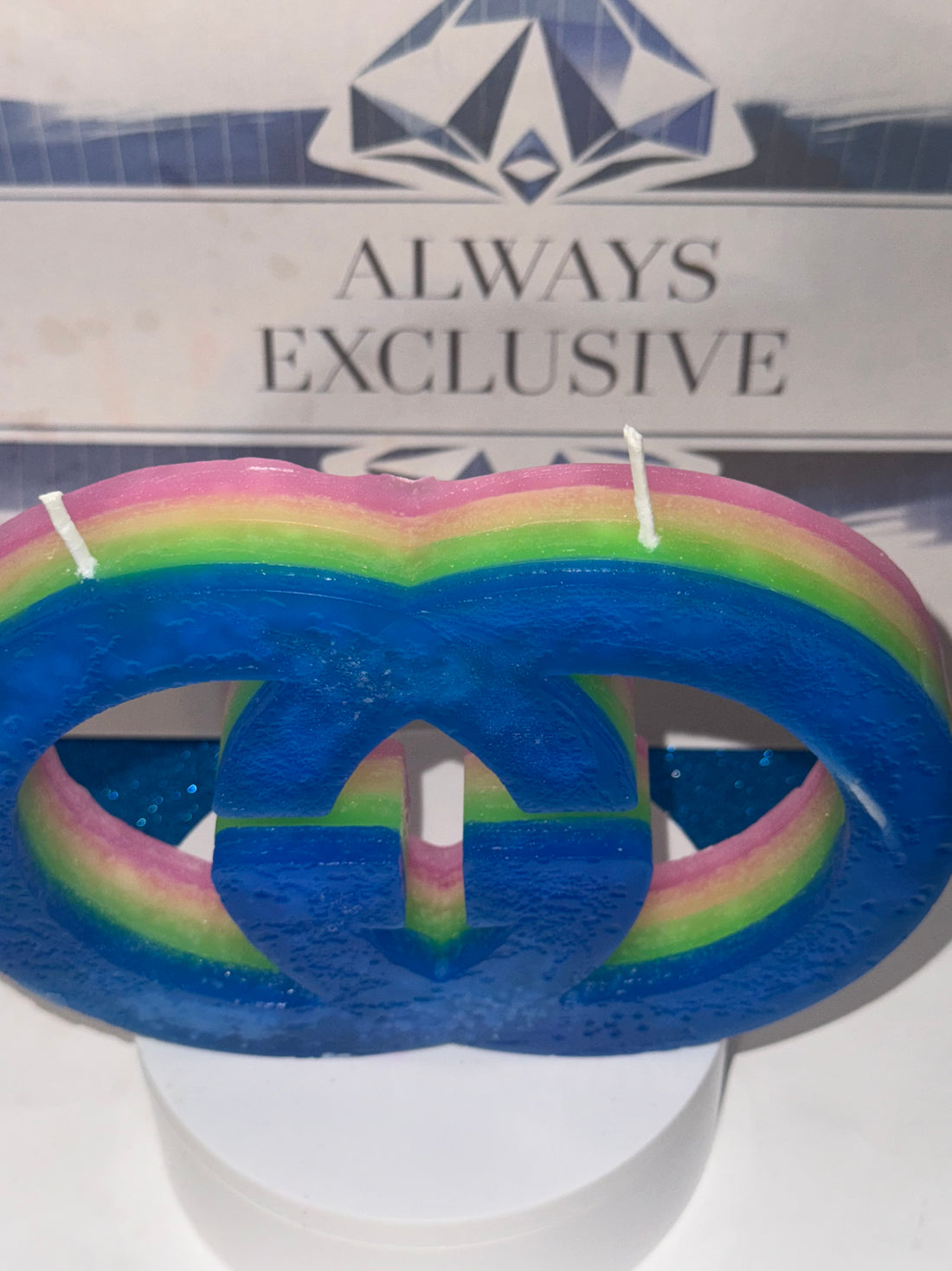 Unique Artistic Candle with Rainbow Accents